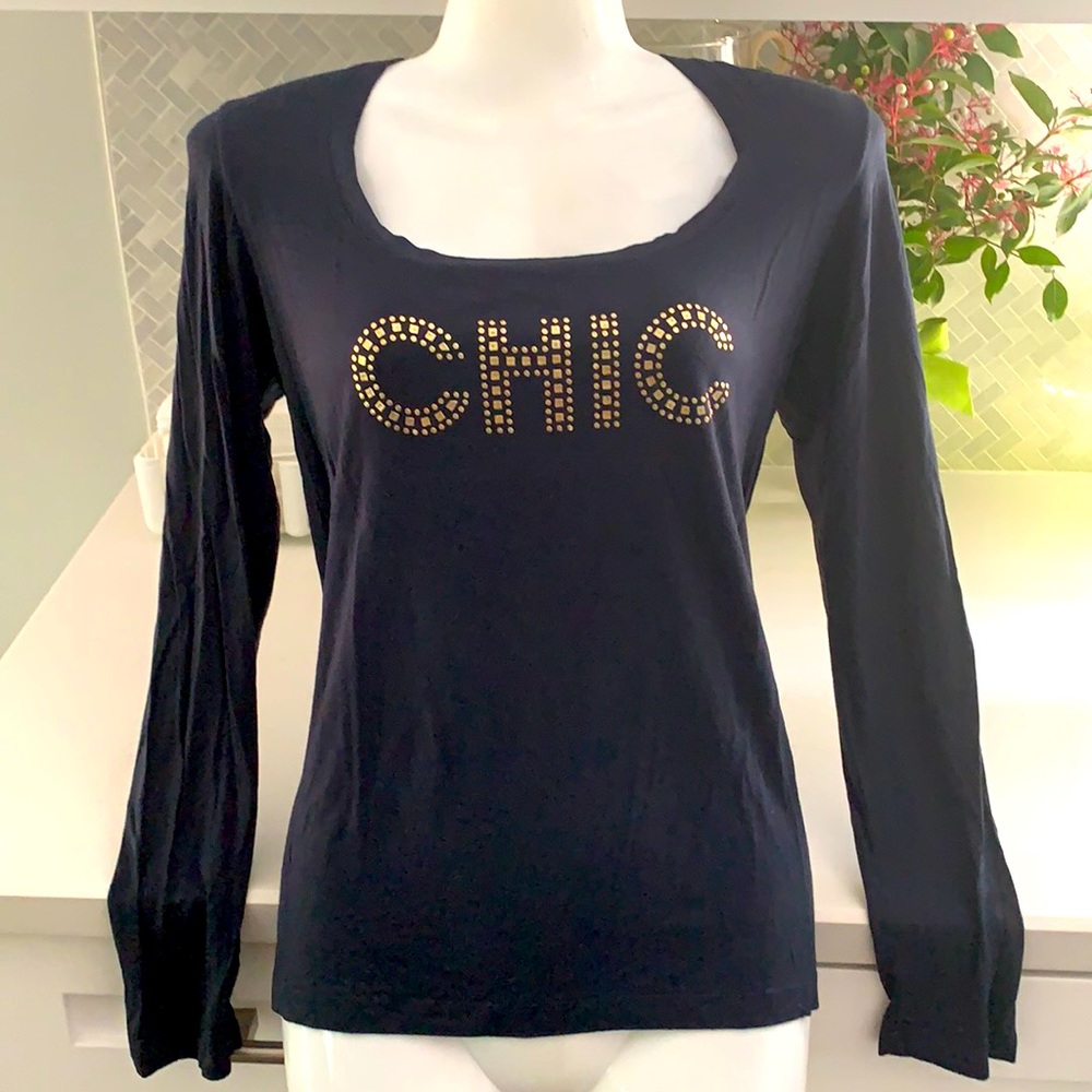 CHIC Women’s black stretch long sleeve top🟢